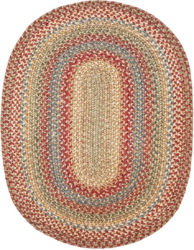 Oval Shape Customized Color Hand Braided Jute Rugs Carpet Floor Mat