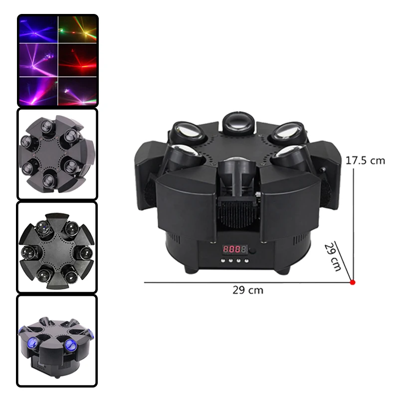 Grace dj lights Six Eyes Mini Spiders Movinghead 6pcs 10W RGBW LED Stage Sharpy Beam Moving Head Light For Disco Home party