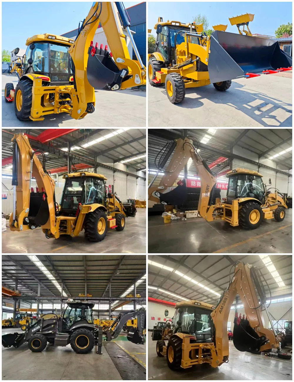 LANDNEO Diesel Backhoe Loader 4 Wheels Optional YUCHAI CUMMINS EURO3 EURO5 Engine 75KW Motor