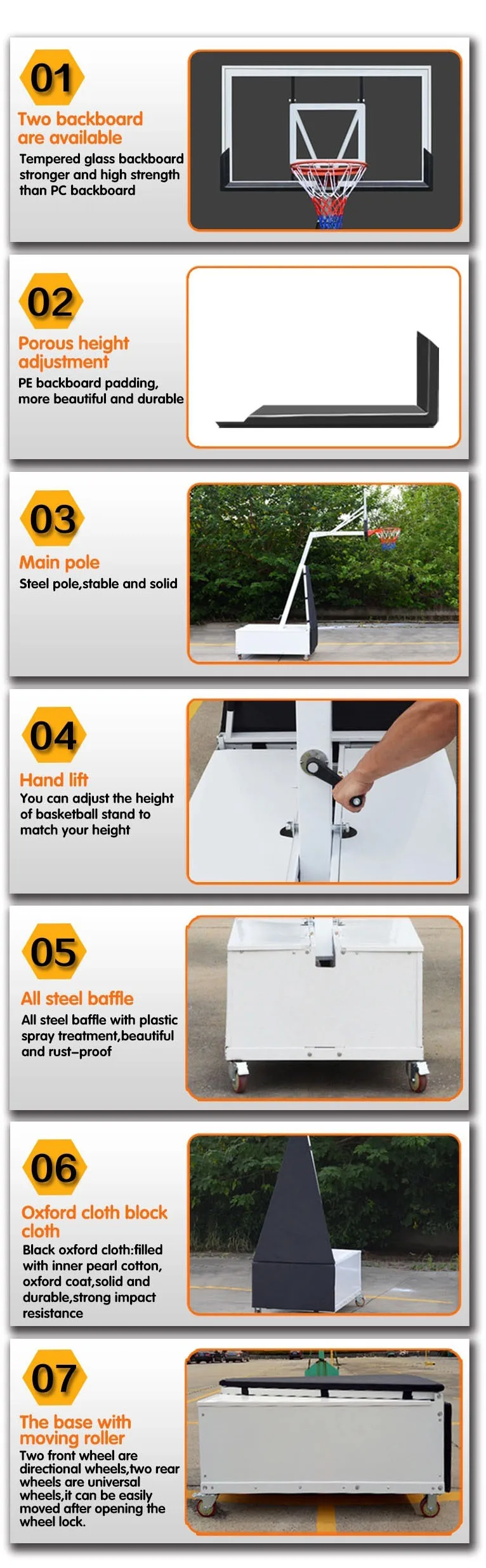 A-G6L 2019 New Professional Adjustable Collapsible Basketball Match Outdoor Portable Basket ball hoop Stand 3.05 Movable System