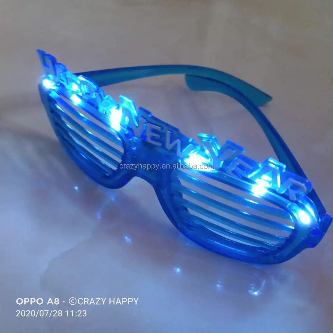New 2021 Led Eyeglasses Happy New Year Plastic Flashing Light Up Led