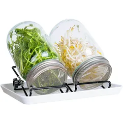 Amazon Best Seller Kitchen Gadgets 2 Pack Large Complete Wide Mouth Mason Canning Jar Sprouting Set Kit with Lids