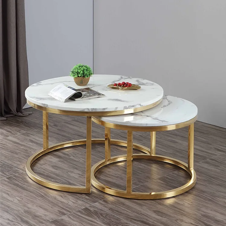 Modern Living Room Furniture Home Furniture Round Stainless Steel Marble Coffee Table And Side Table Set Buy Coffee Table Marble Coffee Table Modern Coffee Table Product On Alibaba Com
