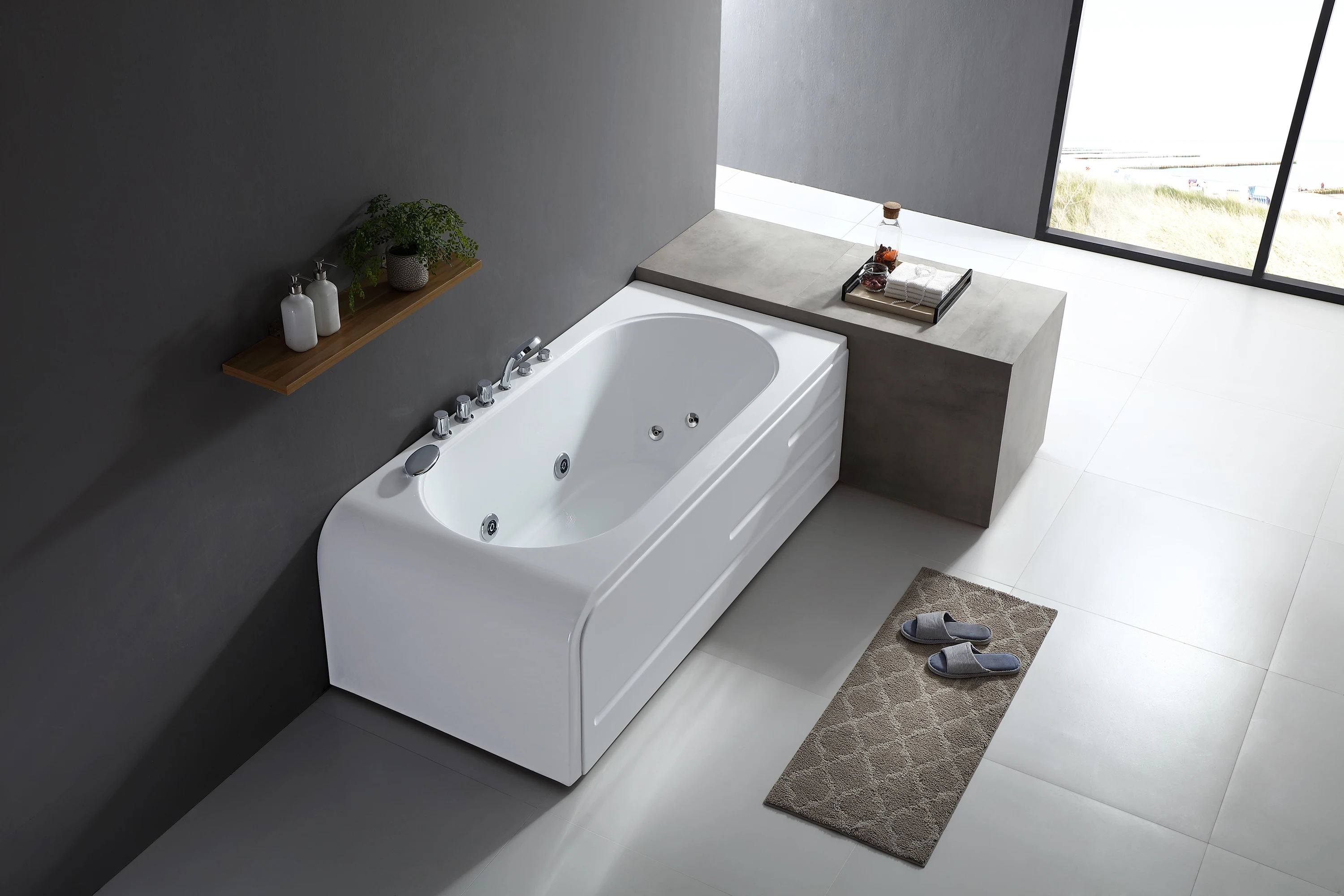 佛山便宜浴缸塑料热水浴缸与围裙 1750毫米漩涡浴缸