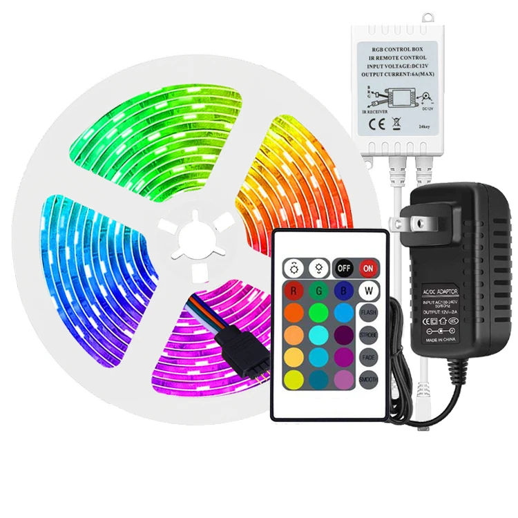 IP65 waterproof flex stripe color smd 5m rgb led light strip kit 12v rgb led 5050 led strip light