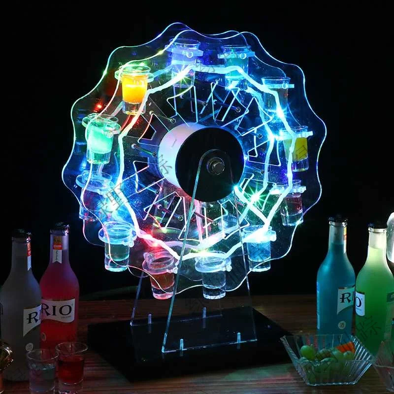 Led Ferris Wheel Shot Glass Display Stand Wine Rack Holder - Buy Bottle