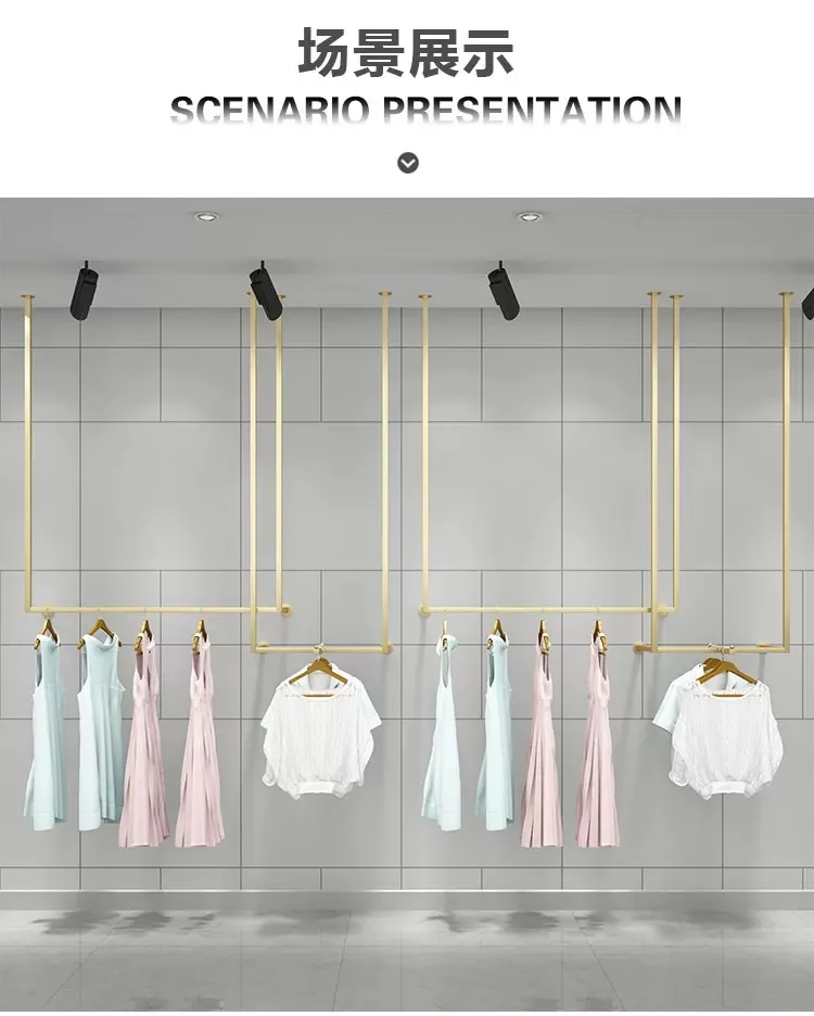 Luxury Clothing Store Equipment/wall Mounted Clothes Hanger Rack/clothes Shop Decoration For