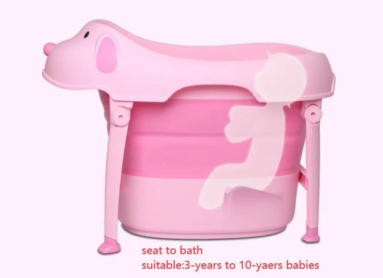 Pink Puppy Design Plastics Folding Infant Kids Child Bathtub Foldable