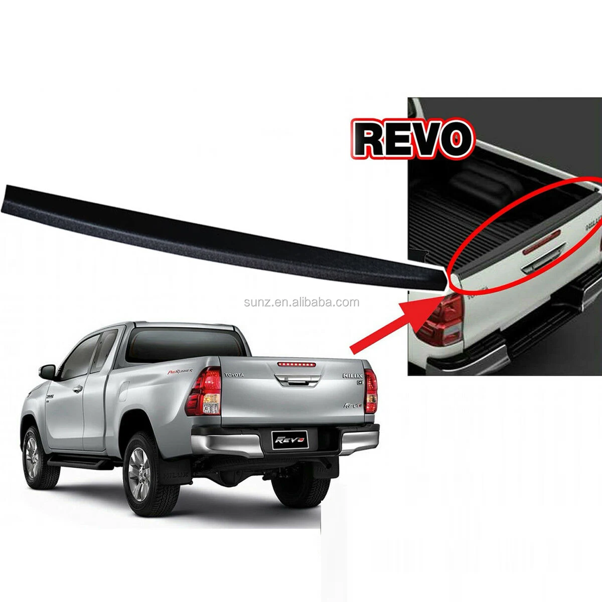 ycsunz 汽车配件 abs 纹理黑色后挡板用于 hilux sr5 revo rocco 2016