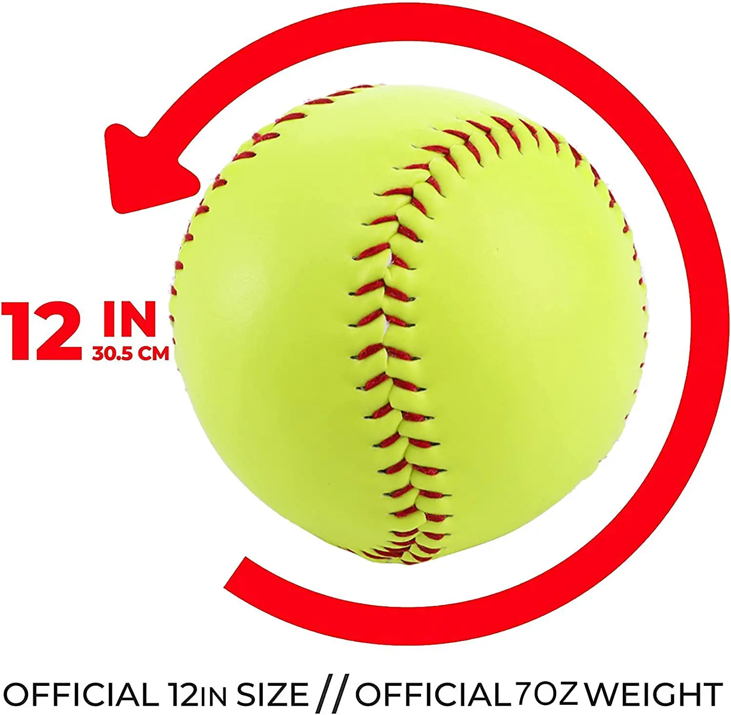 6 Pack Yellow Sports Practice Softballs,12 Inch Official Size And