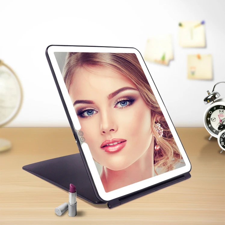 Desktop Foldable Travel Vanity mirror USB touch dimmer led  Makeup MIRROR