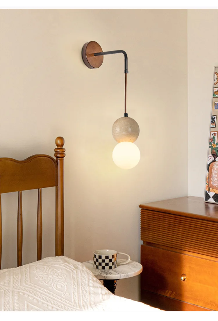 现代黄色洞石发光二极管壁灯可调光暖白光高CRI 90节能壁挂式家居装饰