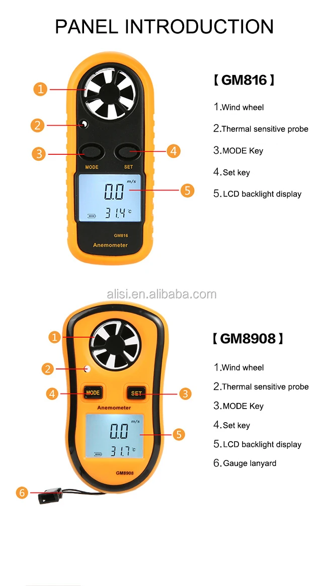 Mini Anemometer Gm8908 / Gm816 Pocket Anemometer For Measuring Wind Speed And Temperature Buy