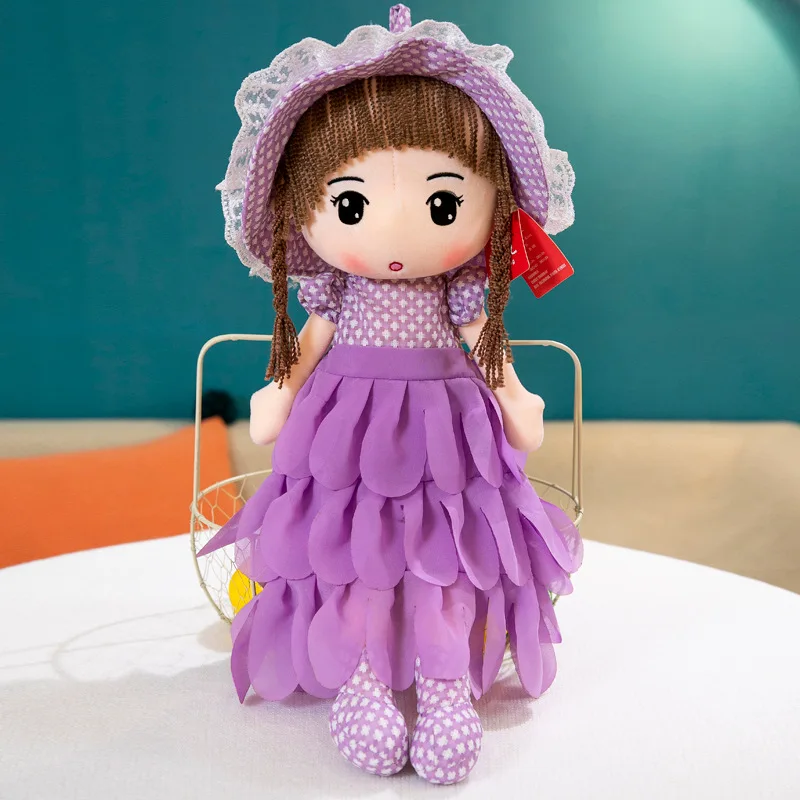 New Lovely Baby Girl Plush Doll Soft Toy With Beauty Dress And Hat