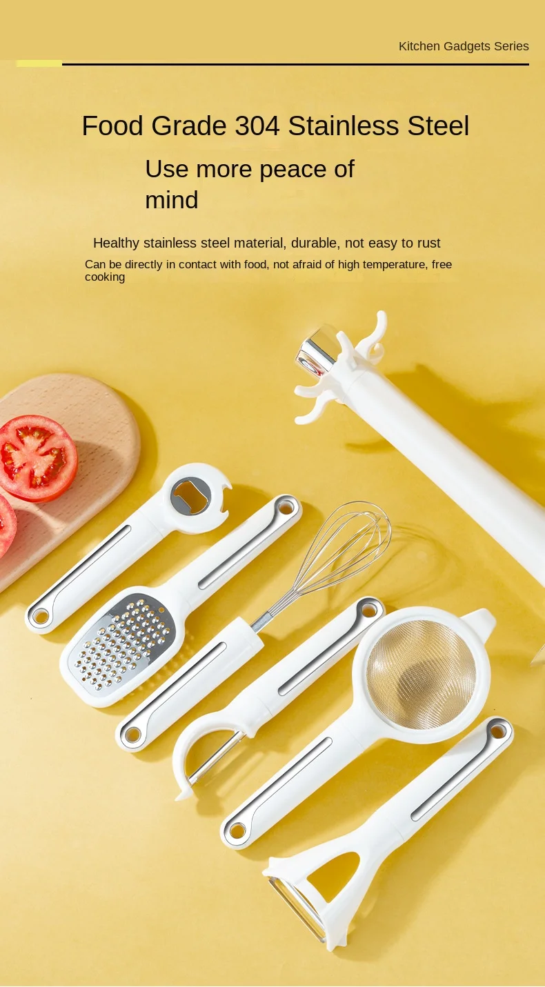 product 7 piece stainless steel manual mixing egg beater set cross border kitchen utensils with pp plastic gadgets for baking  cooking-3