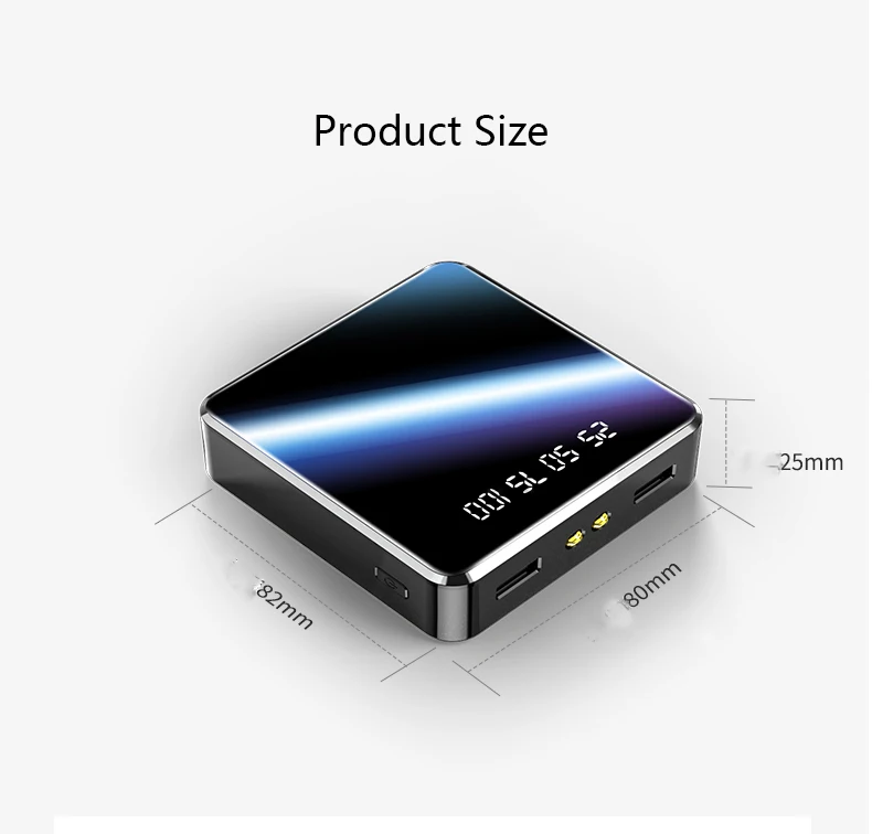 New Full Mirror Power Banks Digital Display 10000mah Mobile Phone Charger - ANKUX.COM
