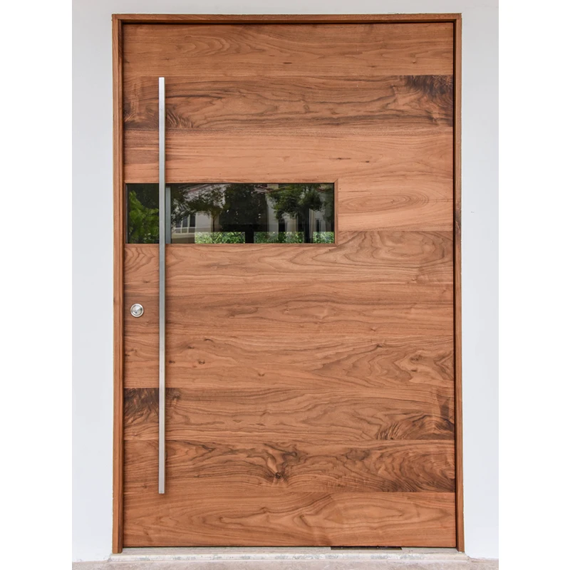 Морден дизайн твердой древесины входная дверь передняя дверь Pivot дверь с стеклом