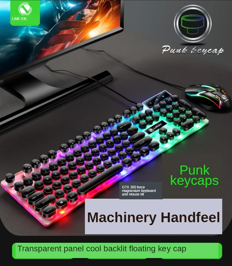 lightweight wired keyboard and mouse set led