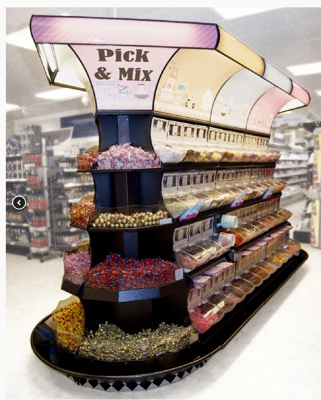 Wholesale pick and mix bulk food box candy bins for supermarket
