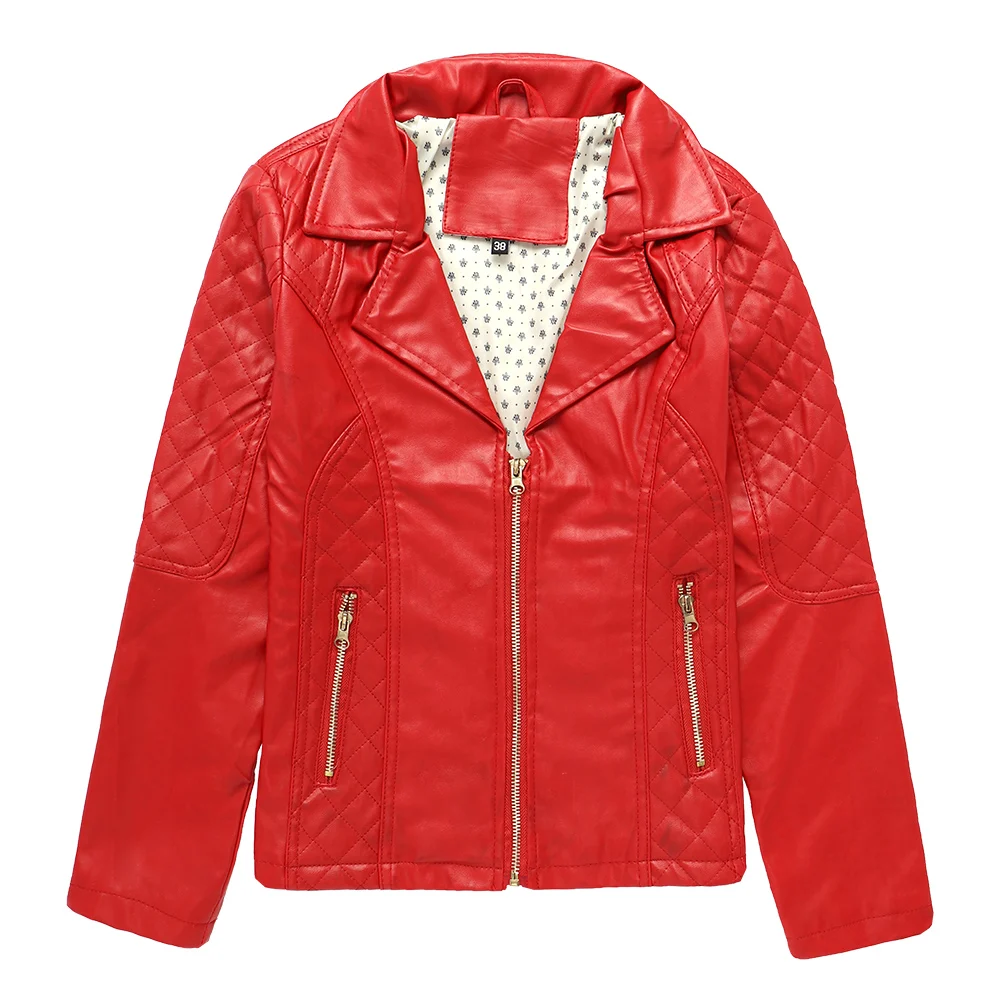 
PU Jacket for Women Autumn Casual Slim Short PU Jackets Female Coat Vintage Outwear (1705-06) 