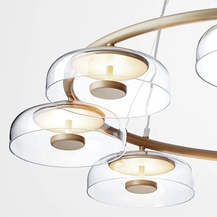 High quality hotel and house use chandelier modern hanging light ceiling gold color glass pendant lamp led