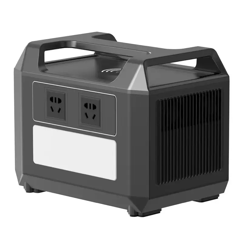 Solar generator connected to multiple foldable solar panels in a sunny field