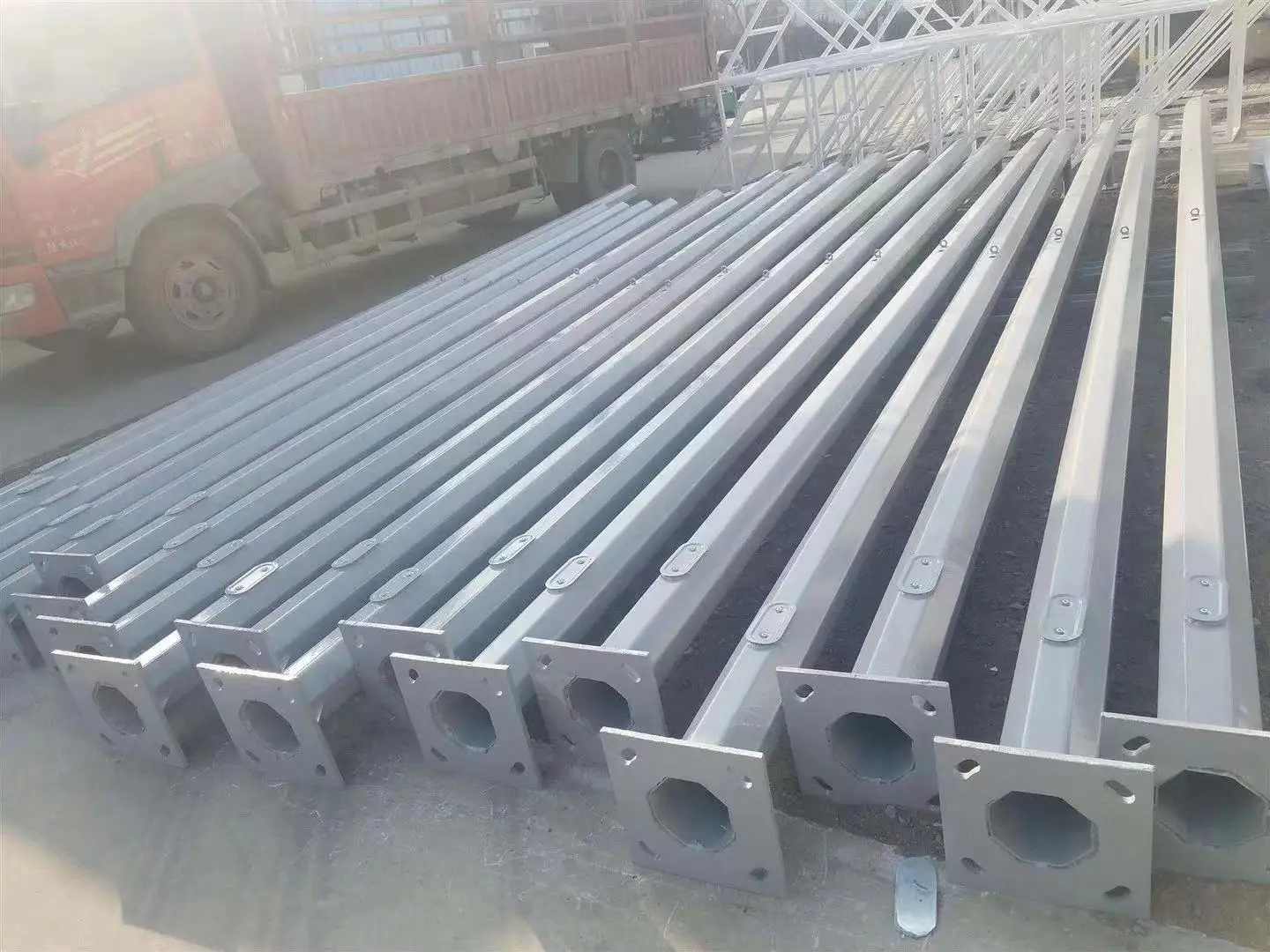 热浸镀锌八角形8m钢扁担q235 12m路灯支架led路灯灯杆 - buy led