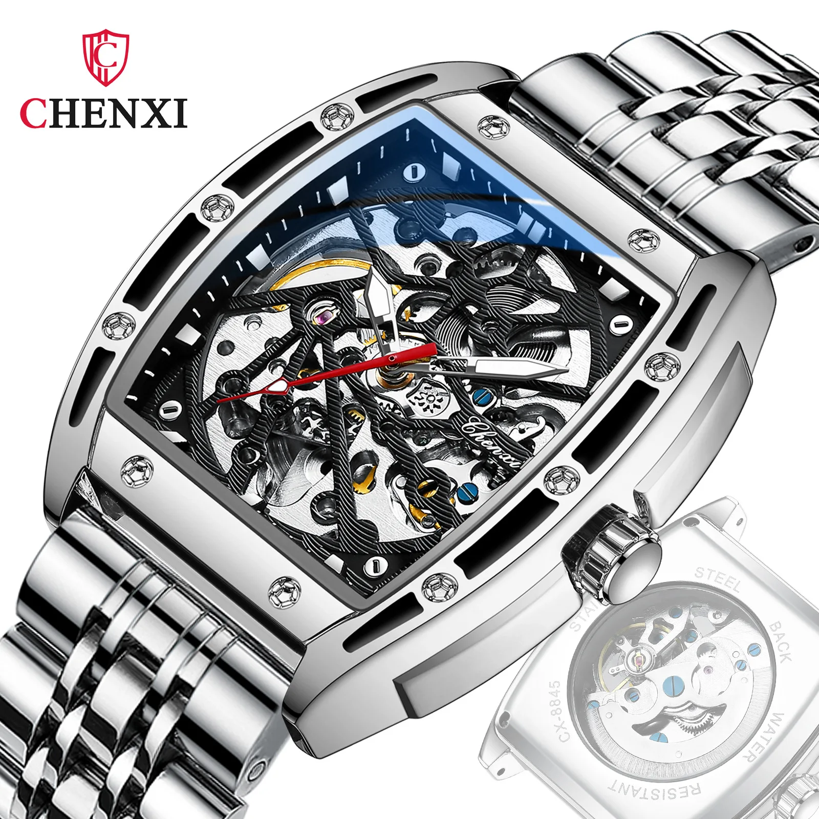 Chenxi 8845 Stainless Steel Men's Watch - Waterproof & Luminous