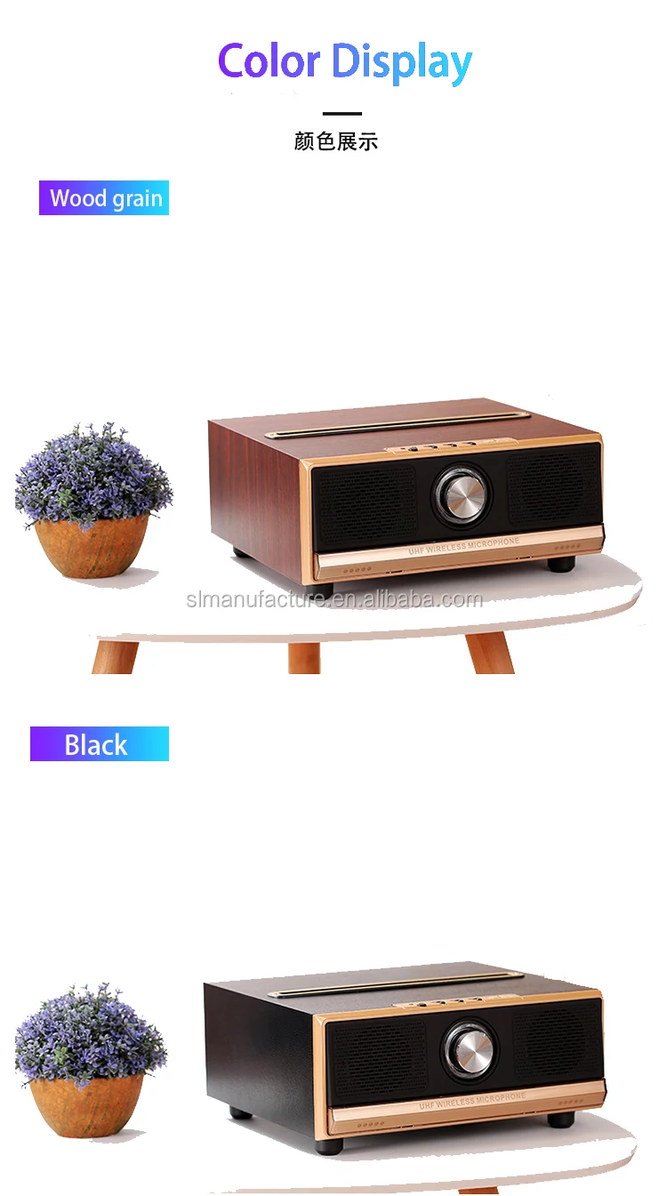 2000mah High Capacity Family TV Stereo Home Karaoke Blue tooth BT Wooden Speaker with MIC Microphone - ANKUX.COM