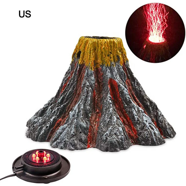 Aquarium Volcano Ornament Light Night Kit Air Bubbler Desktop Decorations for Fish Tank Aquarium Bubbler Gifts with LED Light O8