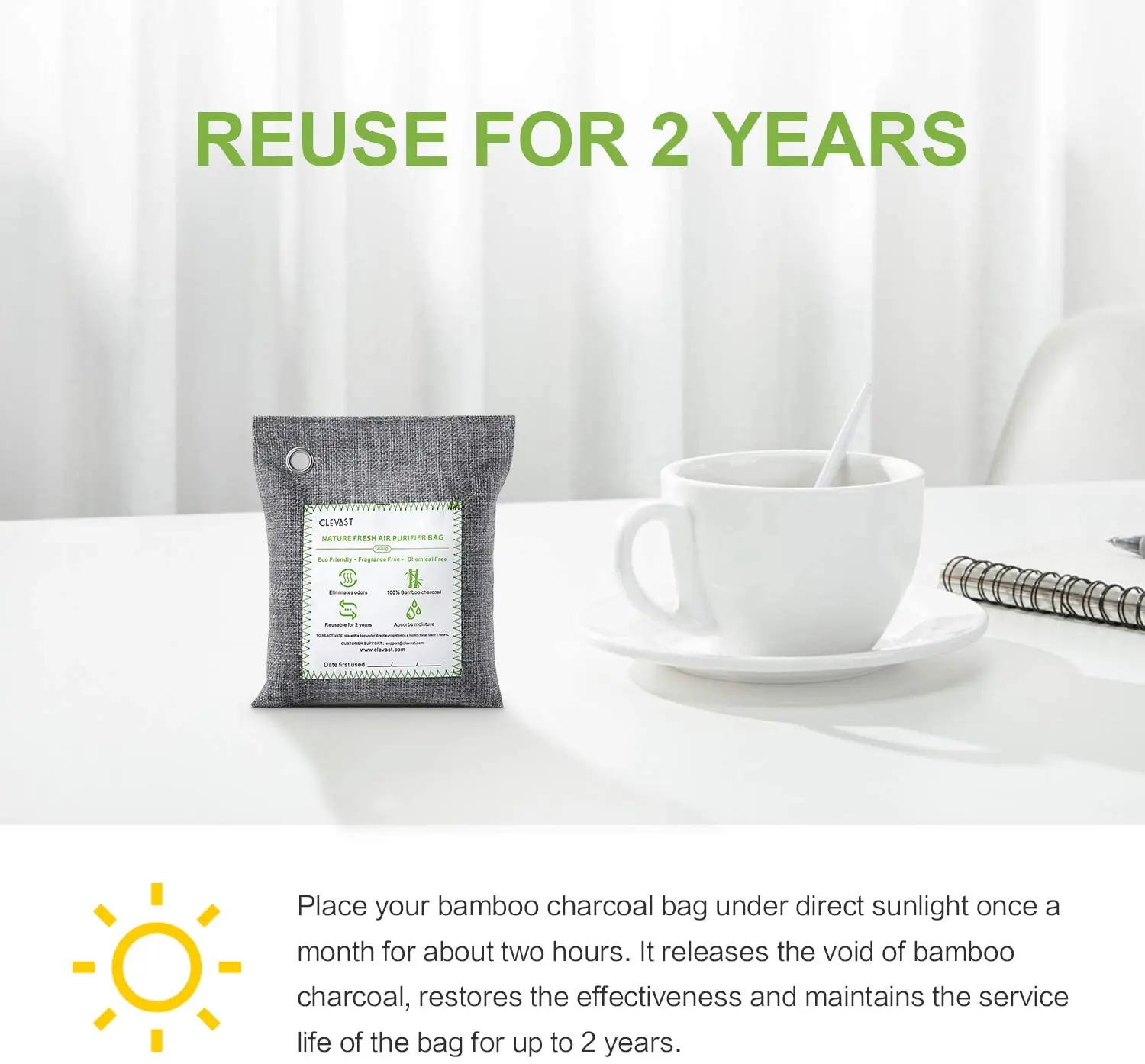 200g Bamboo Charcoal Air Purifying Bag Naturally Freshen Air With Powerful Activated Charcoal