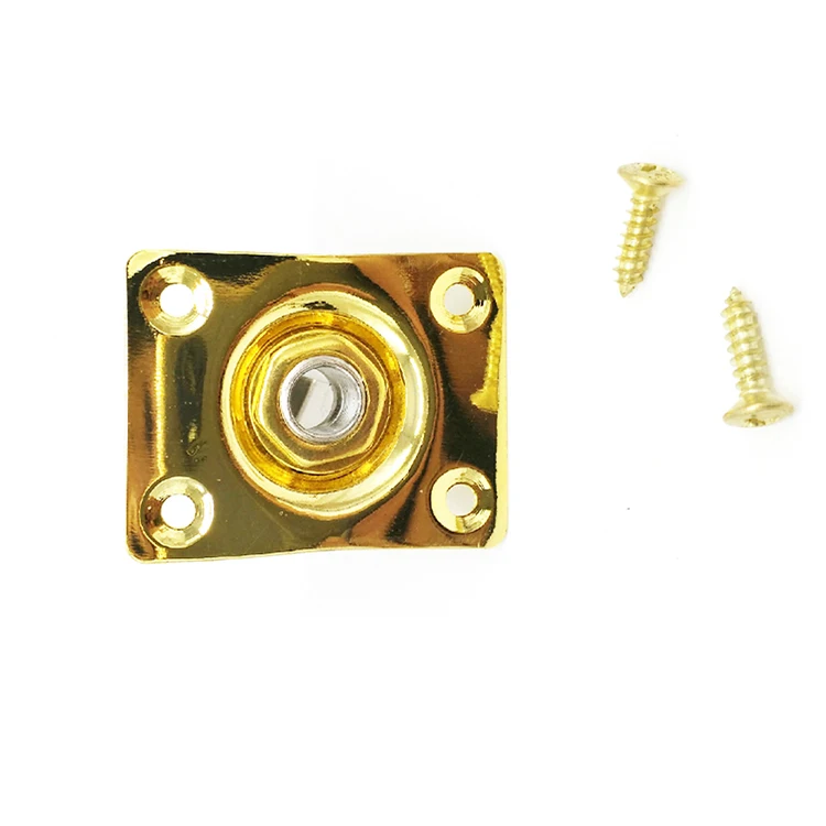 Musiclily 1/4 6.35mm Rectangular Mono Guitar Output Jack Plate Input Socket for Gibson Les Paul Epiphone Replacement Gold 