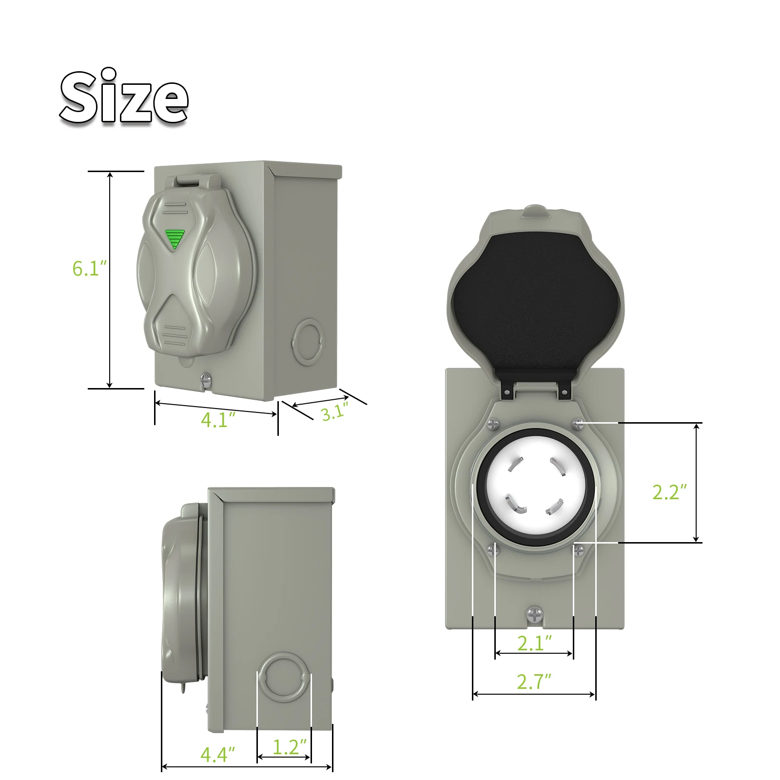 30A 125/250V Generator Power Inlet Box, NAME L14-30P Electrical Socket ...