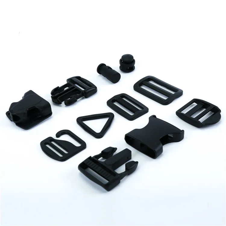 Factory direct selling for cord fastener rope clip lock white and black luggage slide strap buckles