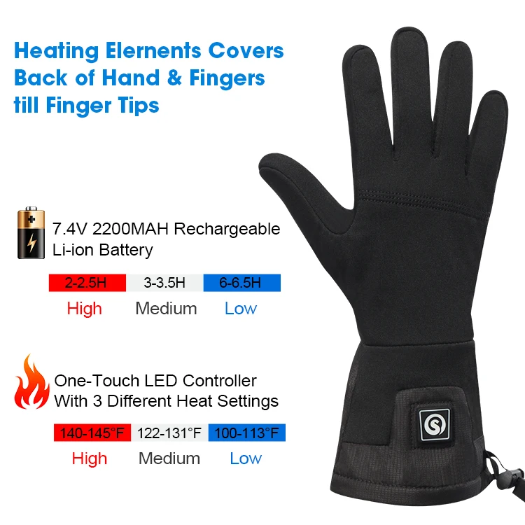 Savior Unisex Electric Heated Glove Liners Windproof And Warm For