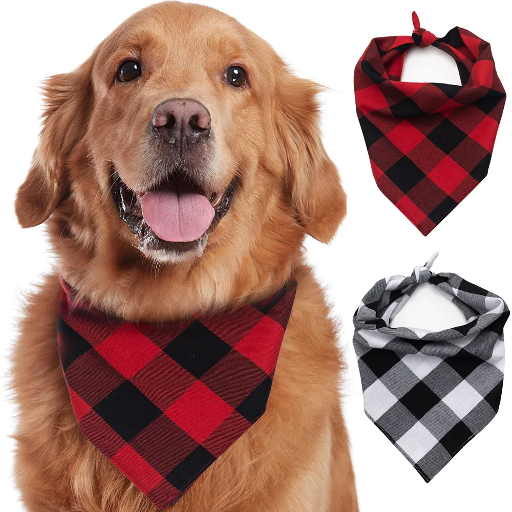 wholesale dog bandana saliva towel plaid style cot