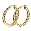 Wholesale Simple Trendy Stainless Steel Exaggeration Earring Gold Silver Color Wavy Line Hoop Earrings For Female Jewelry