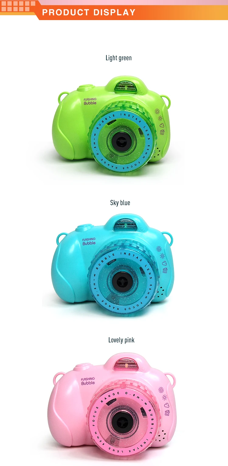 Hot sale summer outdoor toys colorful camera bubble toy with music and light