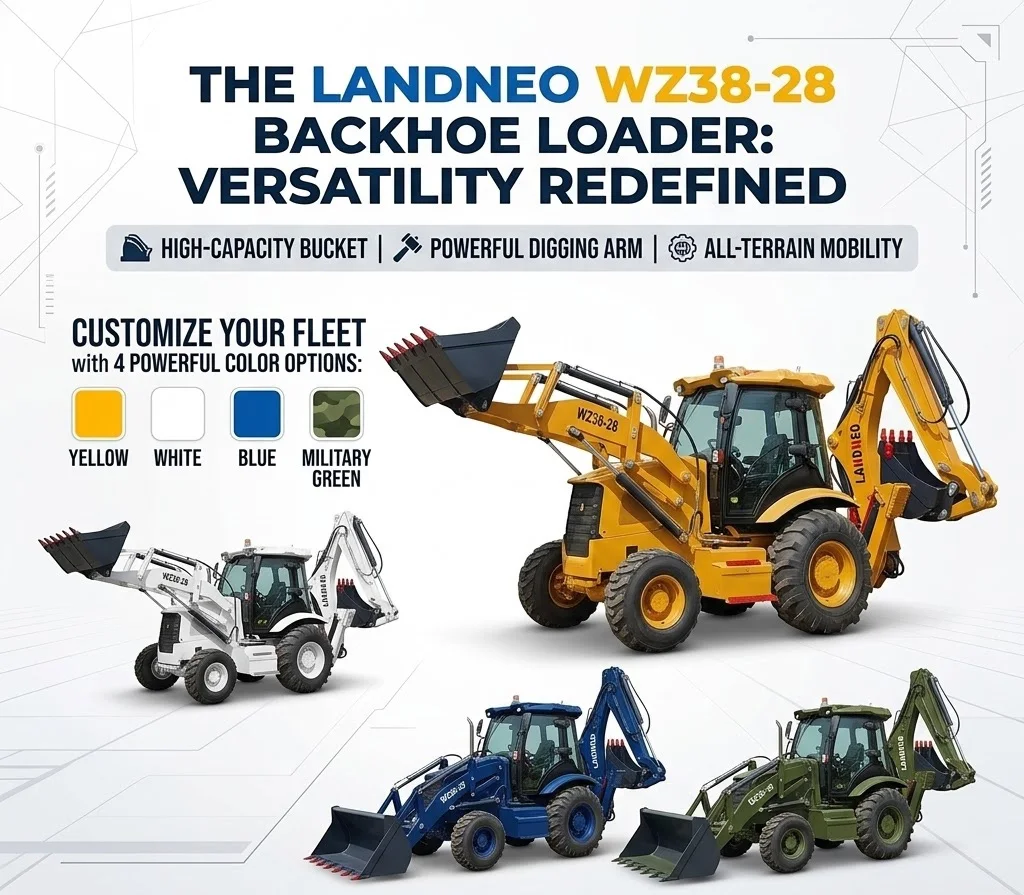 All Terrain 8 Ton Backhoe & Front Loader Wheel Loader Machine with Yuchai Engine Hydraulic System High Efficiency