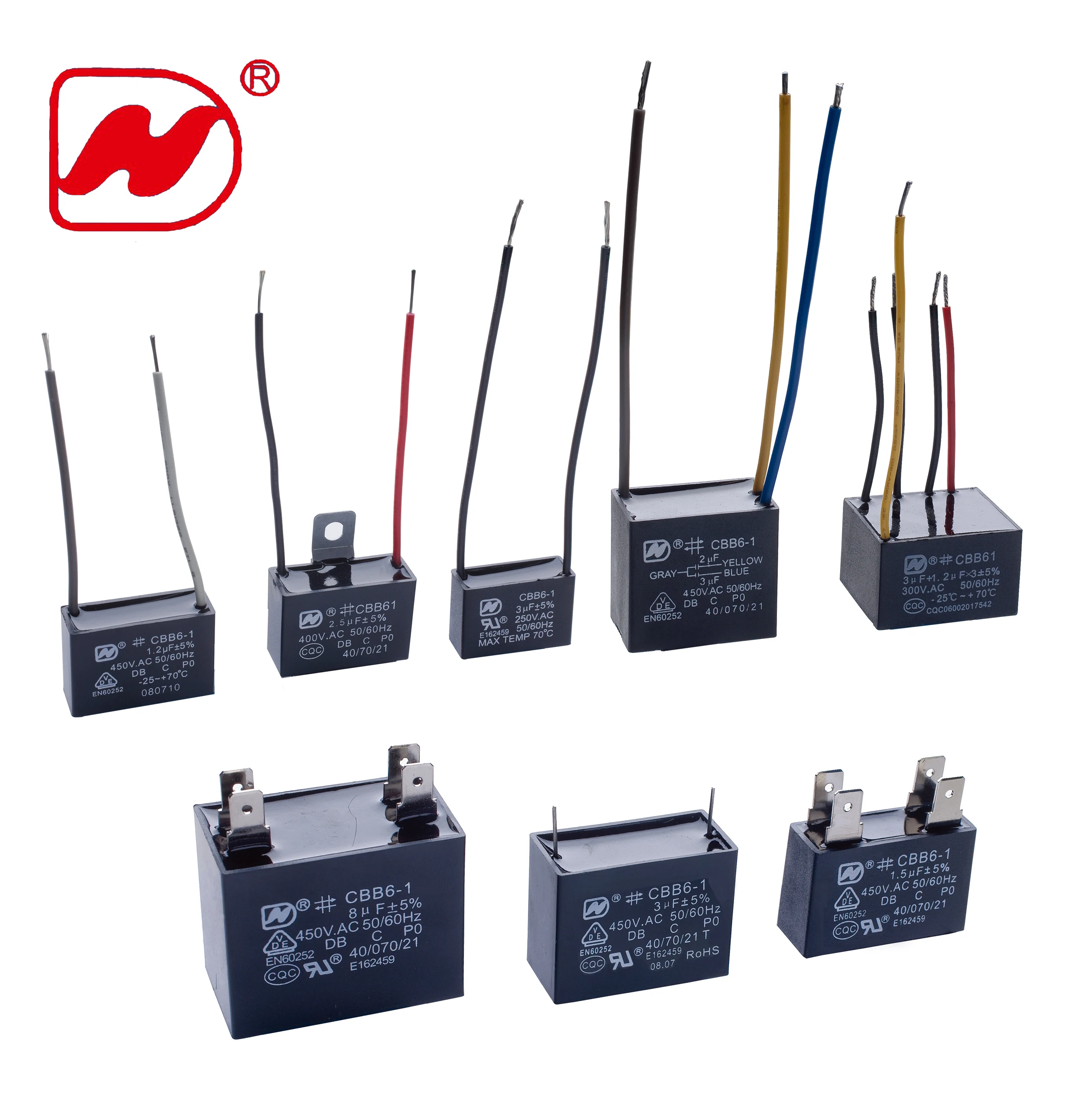 Fan Speed Control Capacitor Cbb61 250v 2+5uf Cable Length 10cm P0 Box