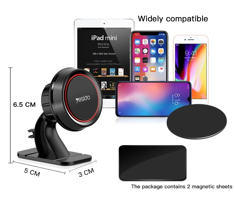 Yesido Wholesale Mini Mobile Phone 4Pcs Magnets Mount Bracket Universal Magnetic Car Phone Holder