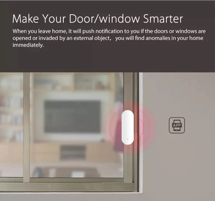 TUYA Wifi Controlled Battery Powered Door Sensor for Smart Life Home Wifi Door Window Smart Sensor Alarm Systems