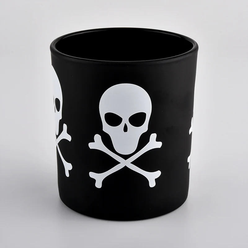 custom black glass candle jars for Halloween