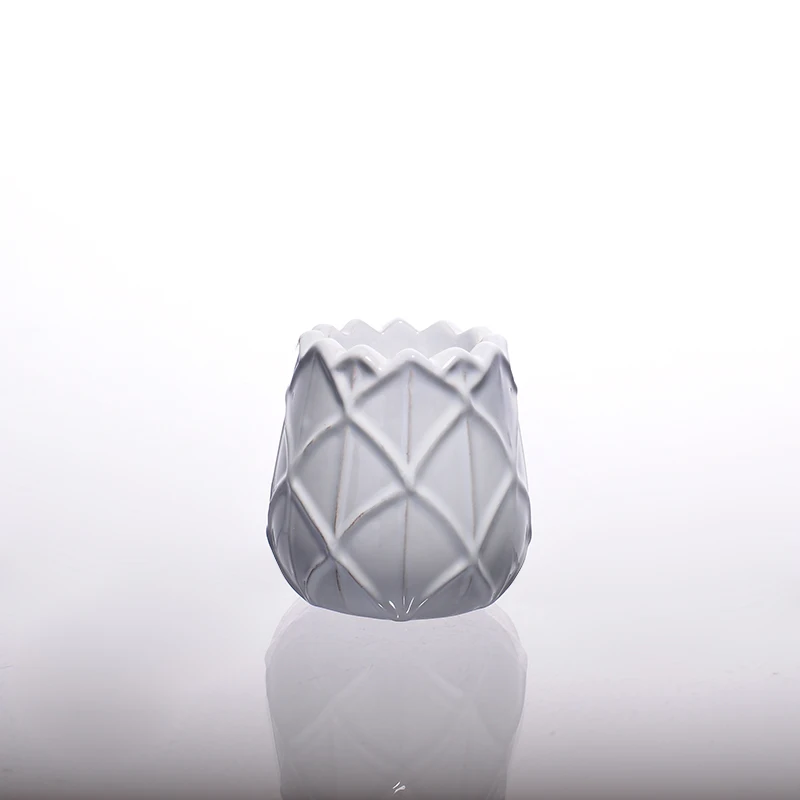 22ml White Floral Ceramic Candle Holder Votive Candle Jar Wedding Decoration