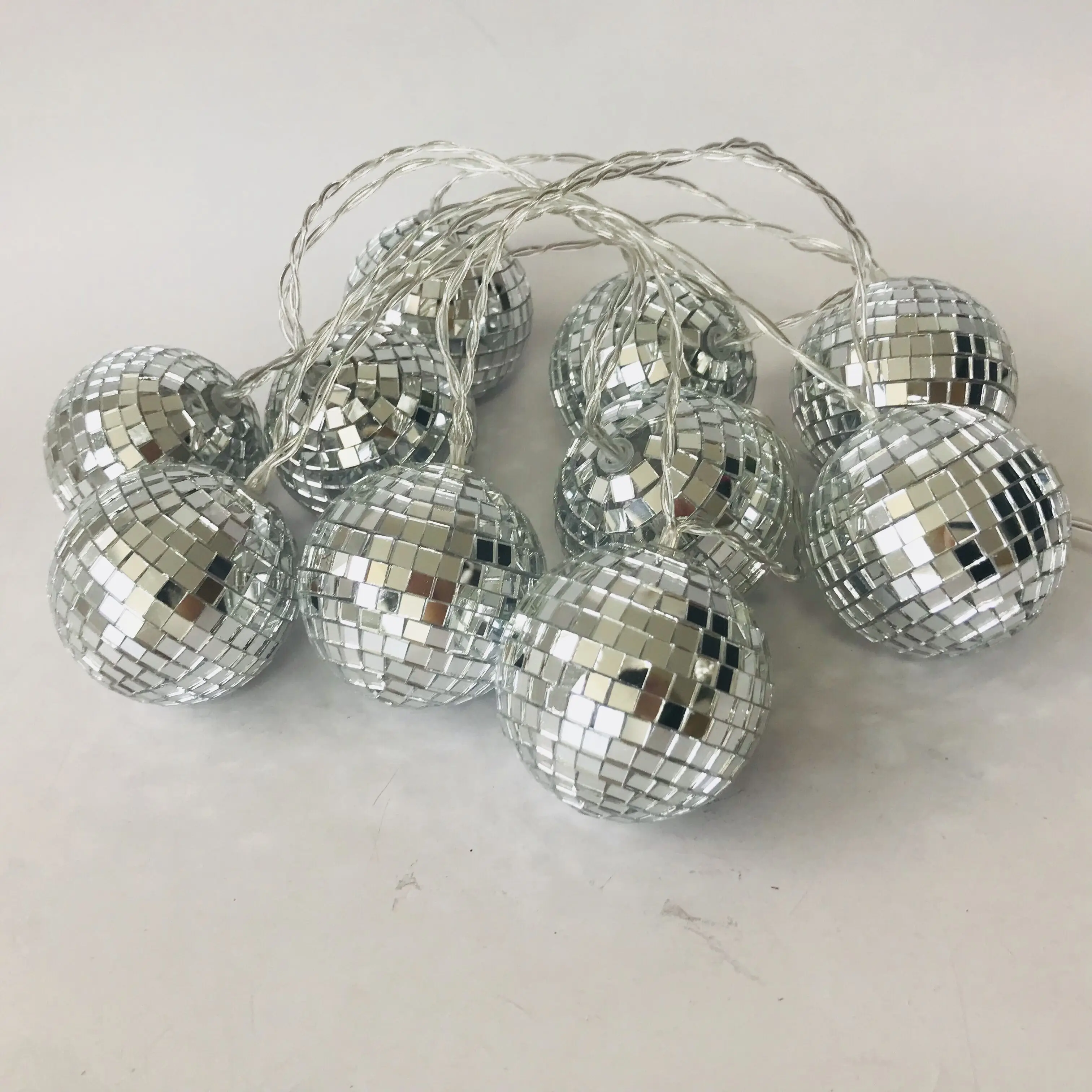 10 Count Glitter Disco Ball Light String Battery Led Stage Light For ...