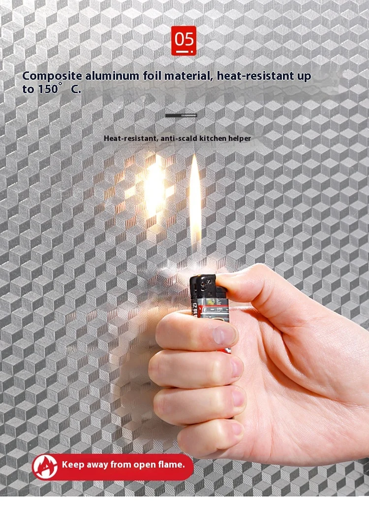 High-Temperature Fireproof Self-Adhesive Wallpaper for Kitchen Cabinets ...