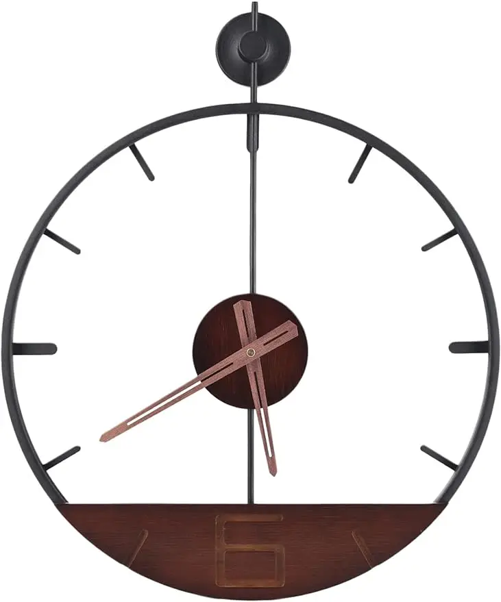 Large Wall Clock,Metal Retro Minimalist Modern Clock,Round Silent Nonticking Battery Operated