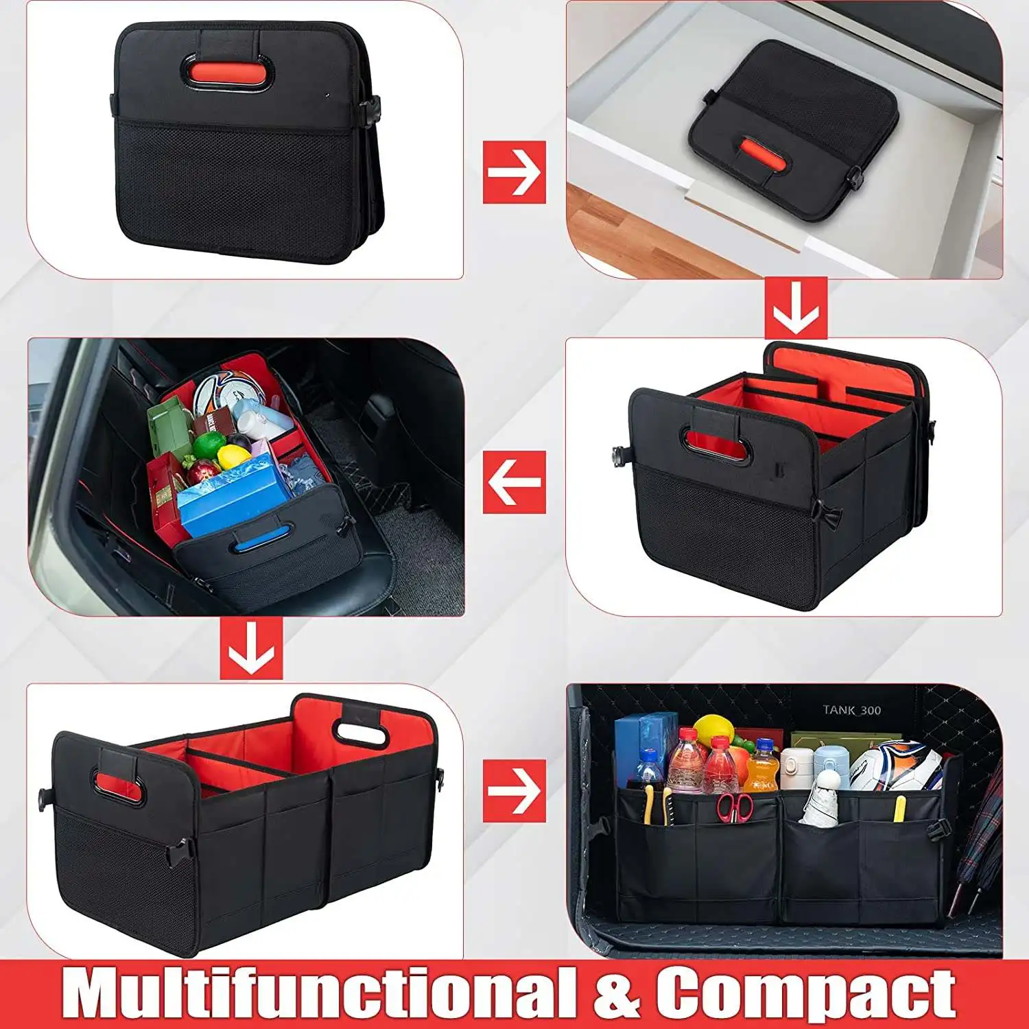 Dandelion Car Trunk Organizer With 11 Pockets & Reinforced Handles