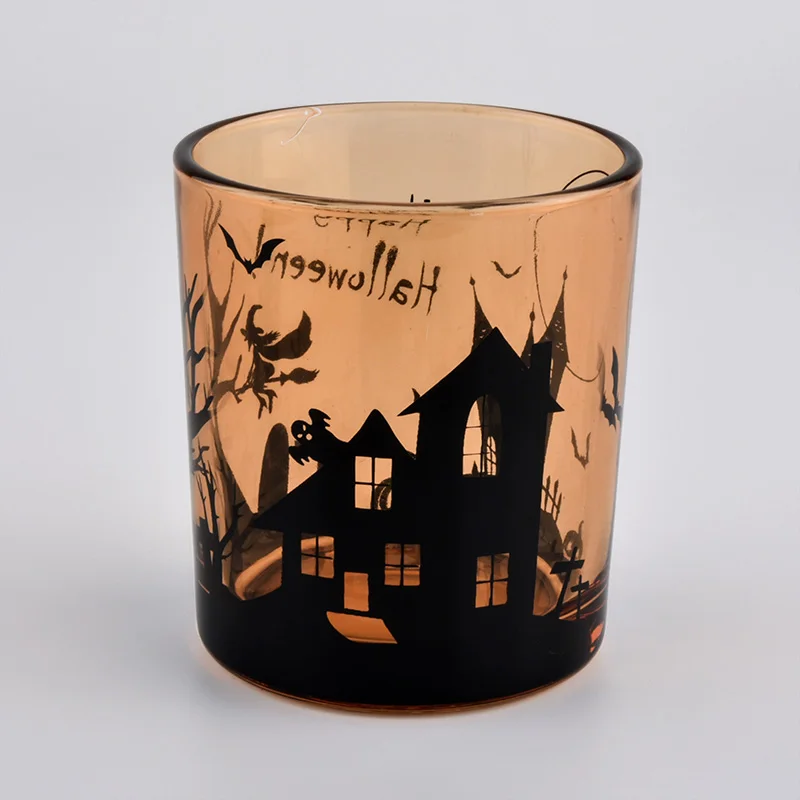 amber transparent cylinder glass candle vessels