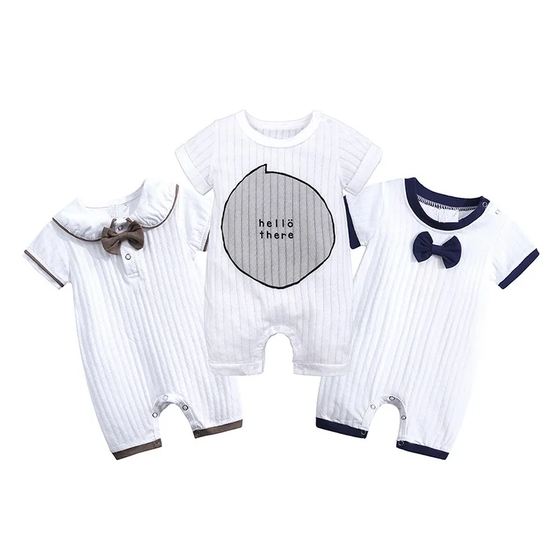 Fashion New Design Gentleman Cotton Short Sleeve Bodysuit Clothes Kids Newborn Toddler Baby Boy